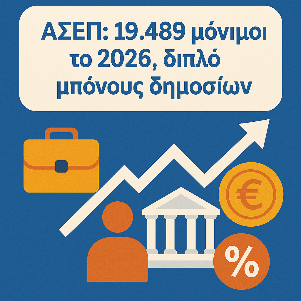 ΑΣΕΠ: 19.489 μόνιμοι το 2026, διπλό μπόνους δημοσίων