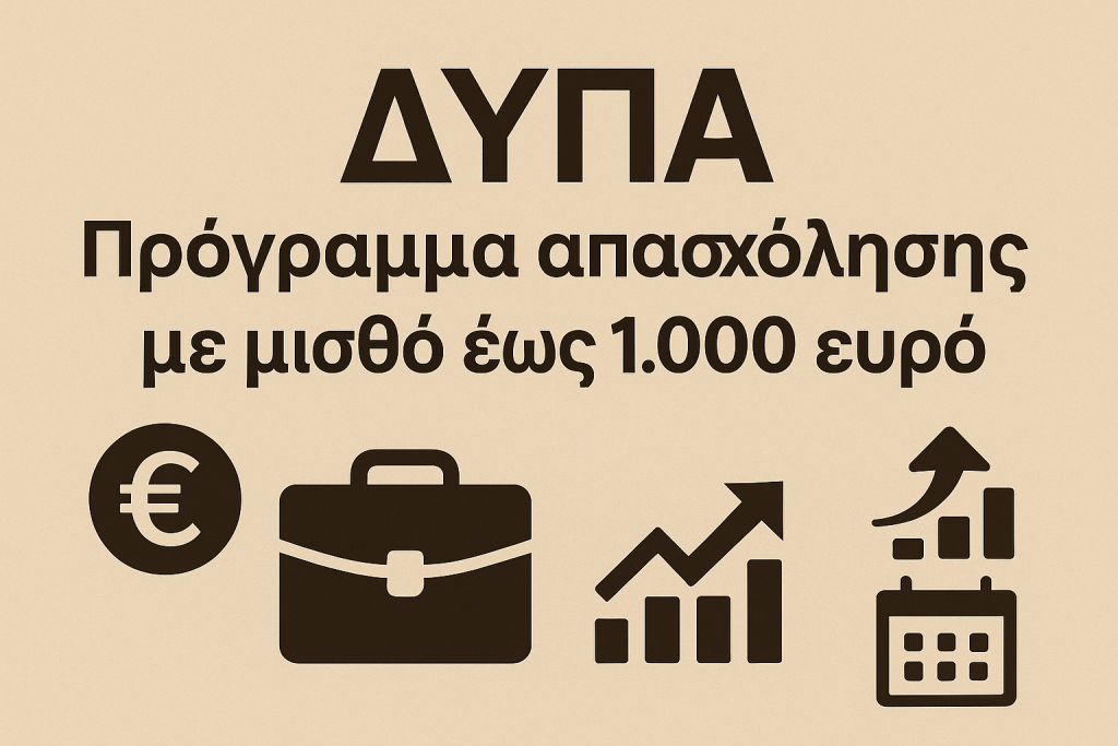 ΔΥΠΑ – Πρόγραμμα απασχόλησης με μισθό έως 1.000 ευρώ