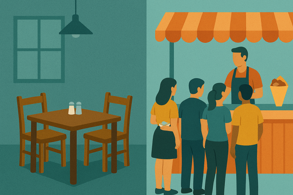 Εστίαση δύο ταχυτήτων: Άδεια τραπέζια στις ταβέρνες, ουρές στο street food