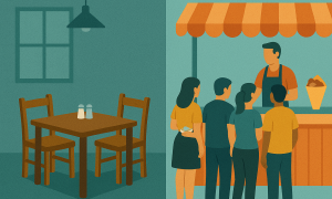 Εστίαση δύο ταχυτήτων - Άδεια τραπέζια στις ταβέρνες, ουρές στο street food