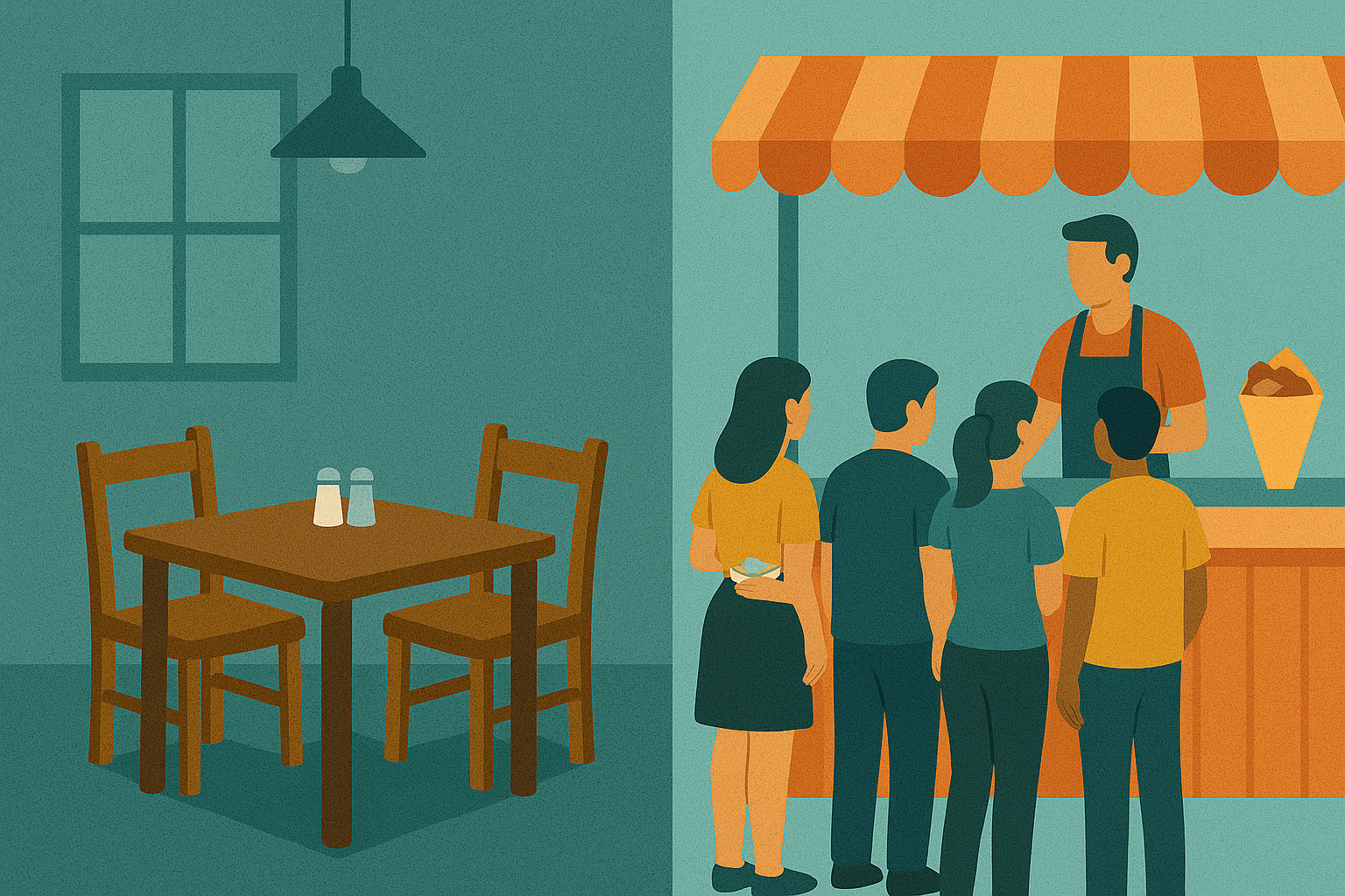 Εστίαση δύο ταχυτήτων - Άδεια τραπέζια στις ταβέρνες, ουρές στο street food